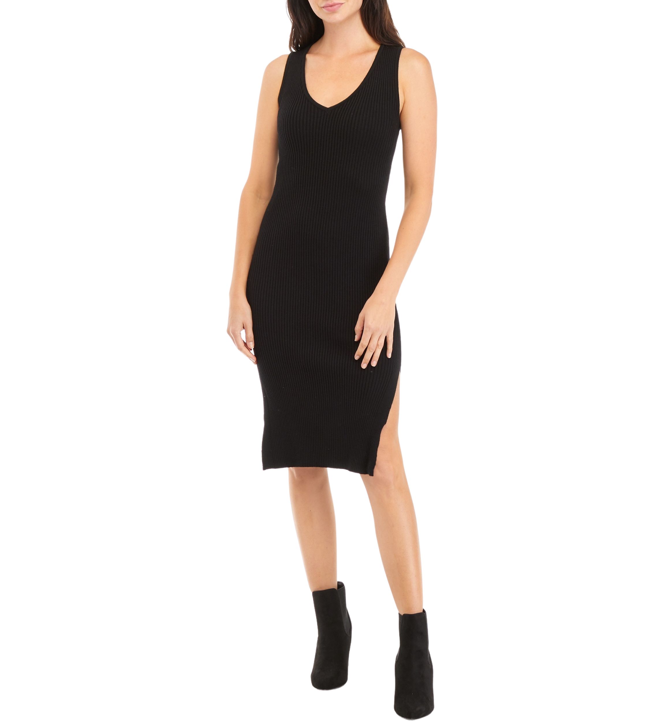 Womens Sleeveless Ribbed Sweater Dress