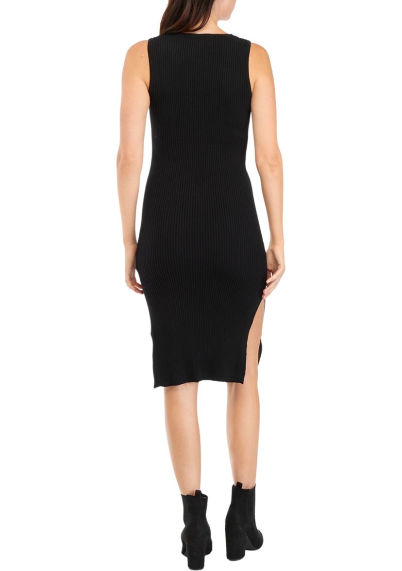 Womens Sleeveless Ribbed Sweater Dress