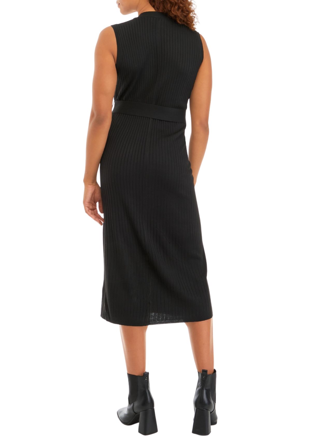 Womens Sleeveless Button Front Sweater Dress