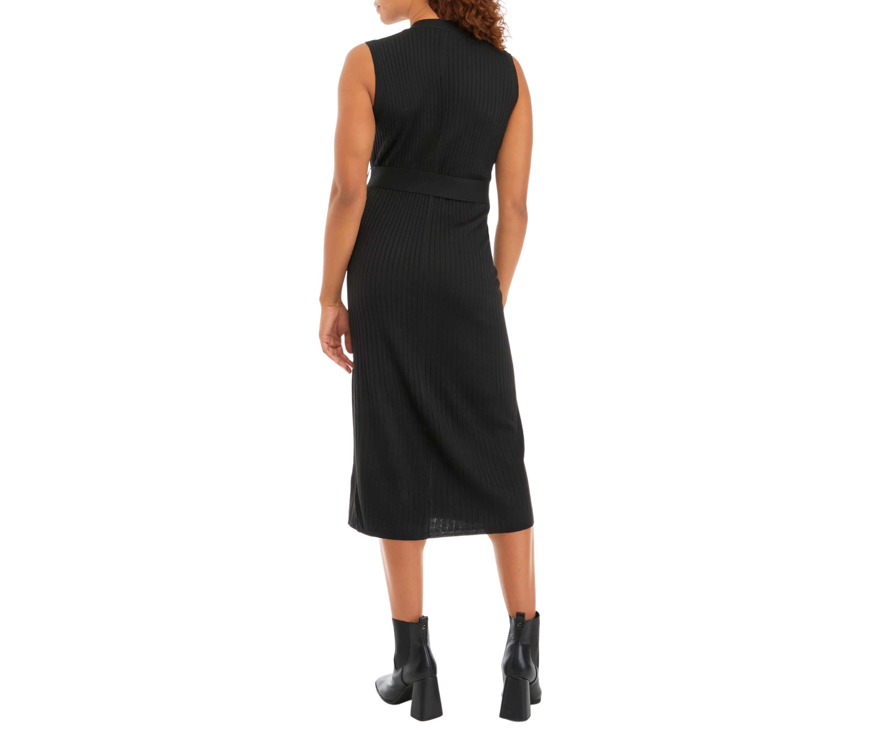 Womens Sleeveless Button Front Sweater Dress