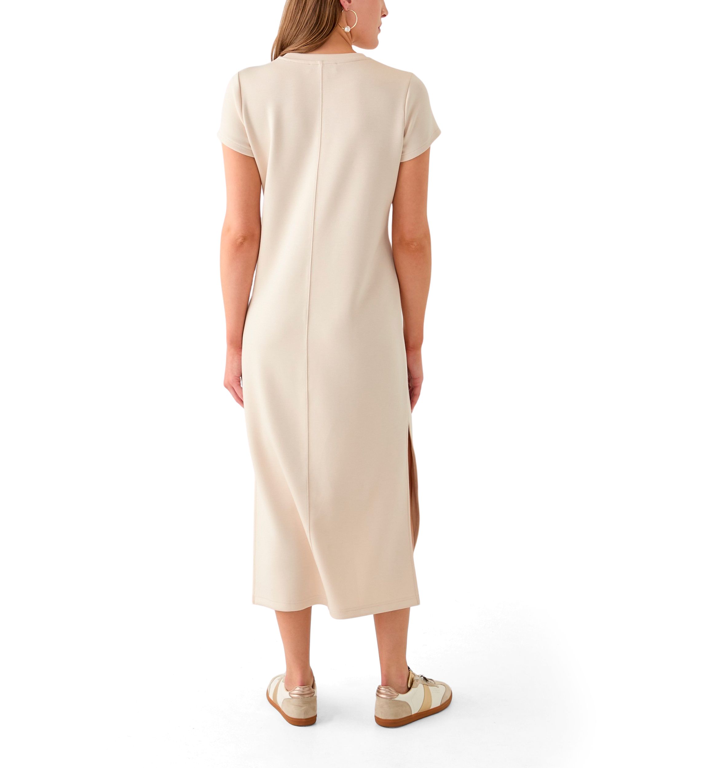 Womens Short Sleeve Scuba Midi Dress
