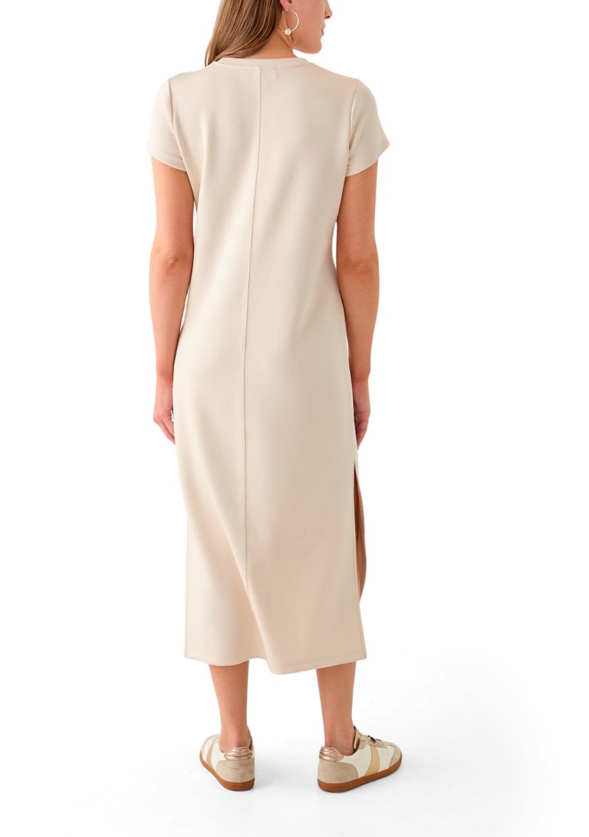 Womens Short Sleeve Scuba Midi Dress