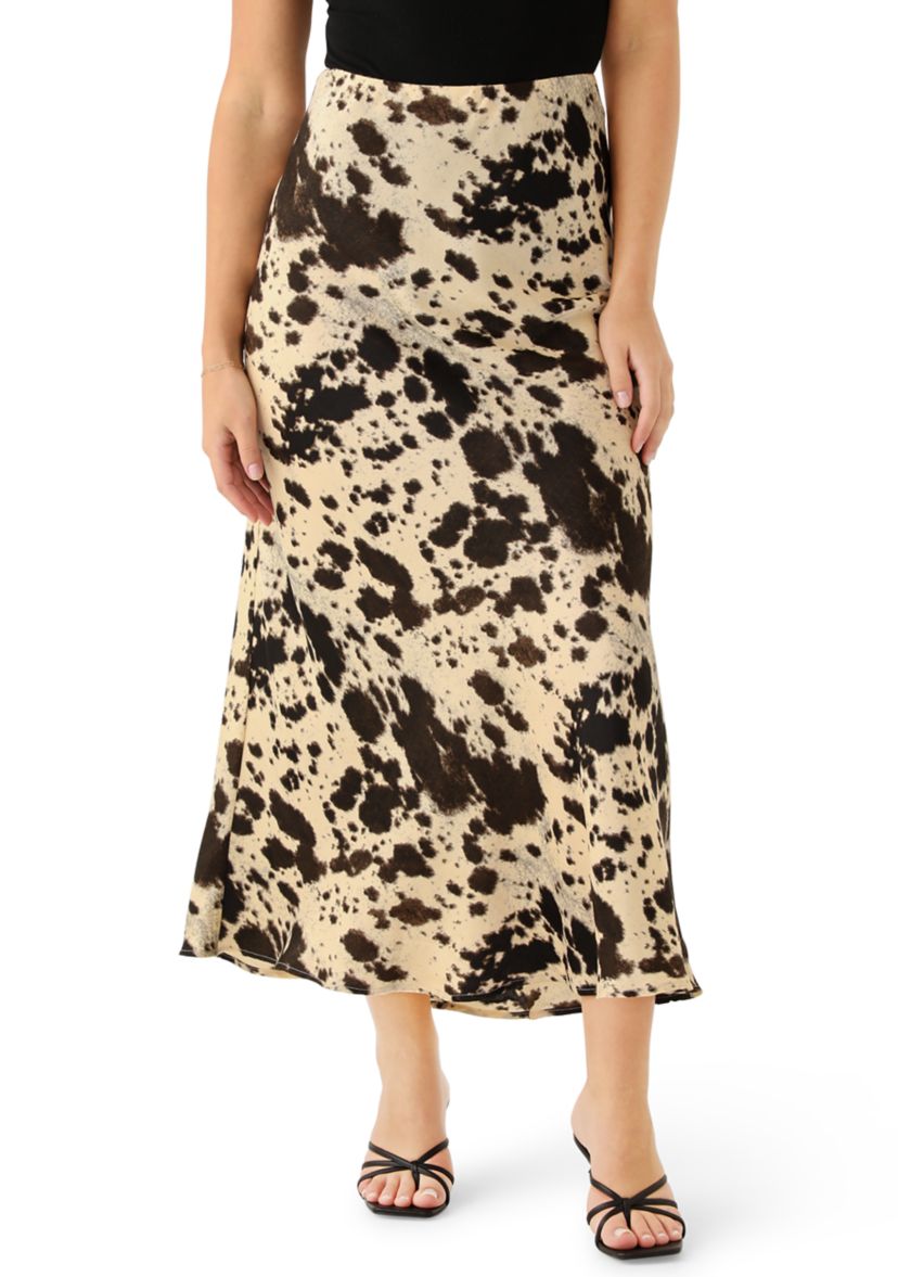 Womens Print Bias Midi Skirt