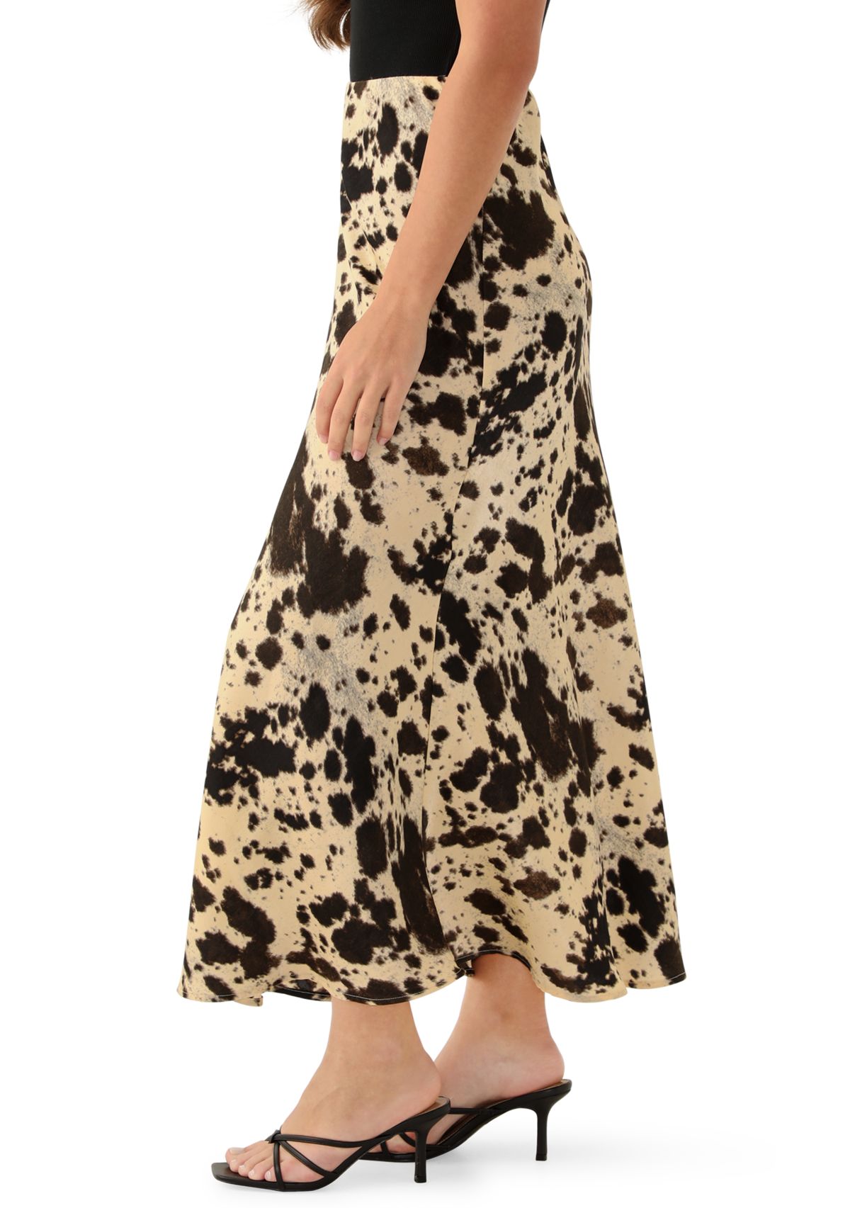 Womens Print Bias Midi Skirt