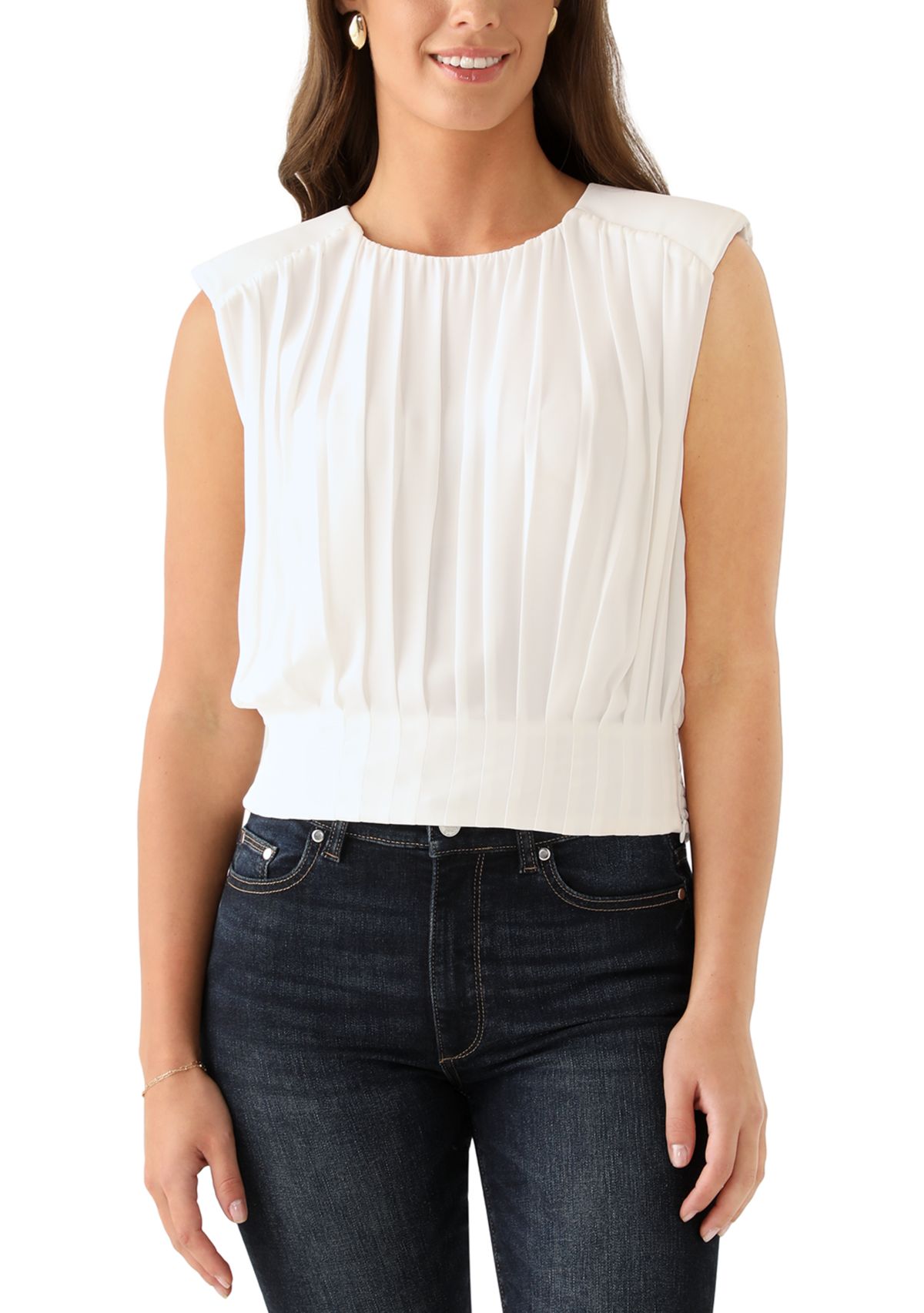 Womens Sleeveless Pleated Top