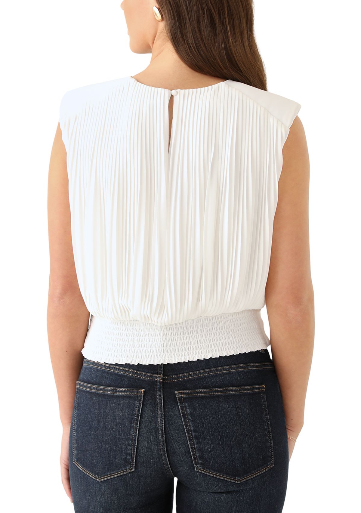 Womens Sleeveless Pleated Top