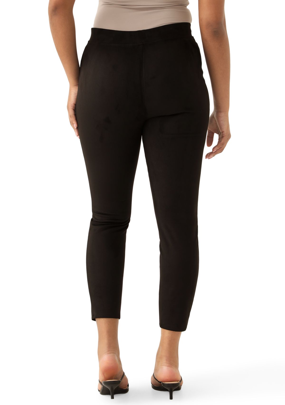 Womens Pull On Faux Suede Slim Ankle Pants