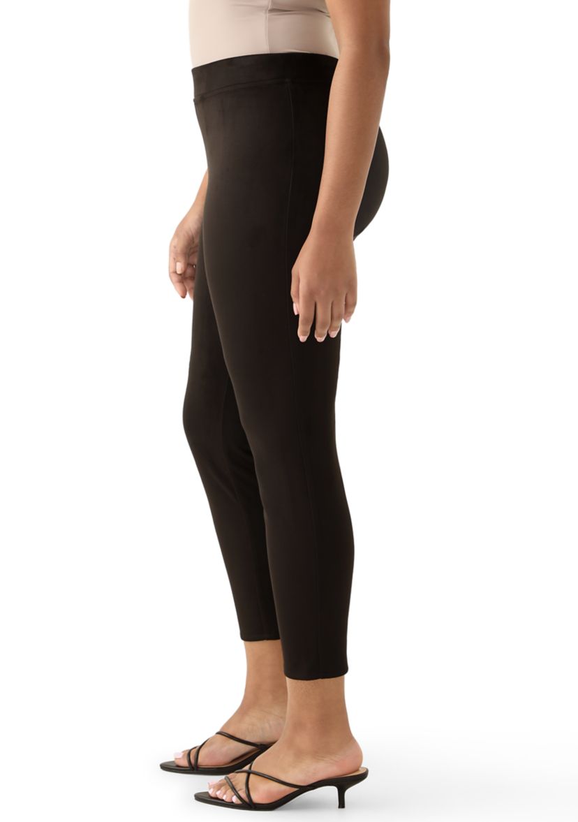 Womens Pull On Faux Suede Slim Ankle Pants