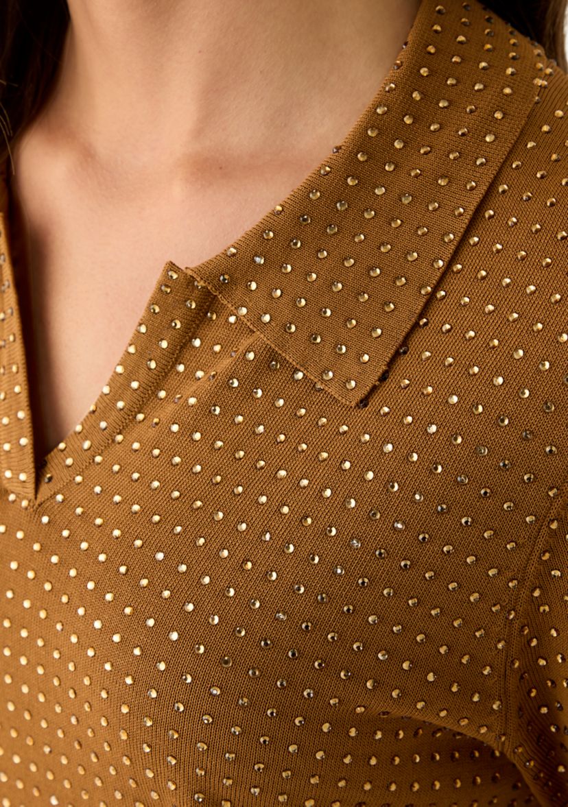 Womens Short Sleeve Johnny Collar Top