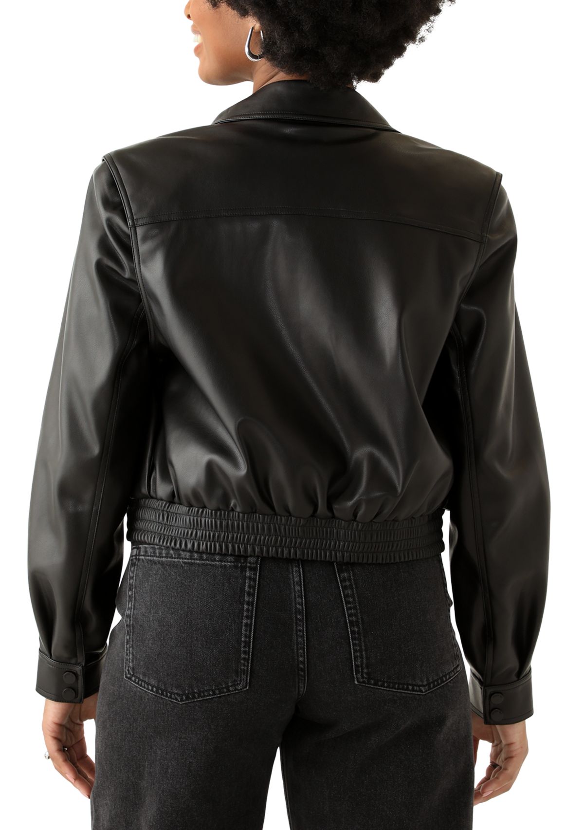 Womens Faux Leather Collard Jacket
