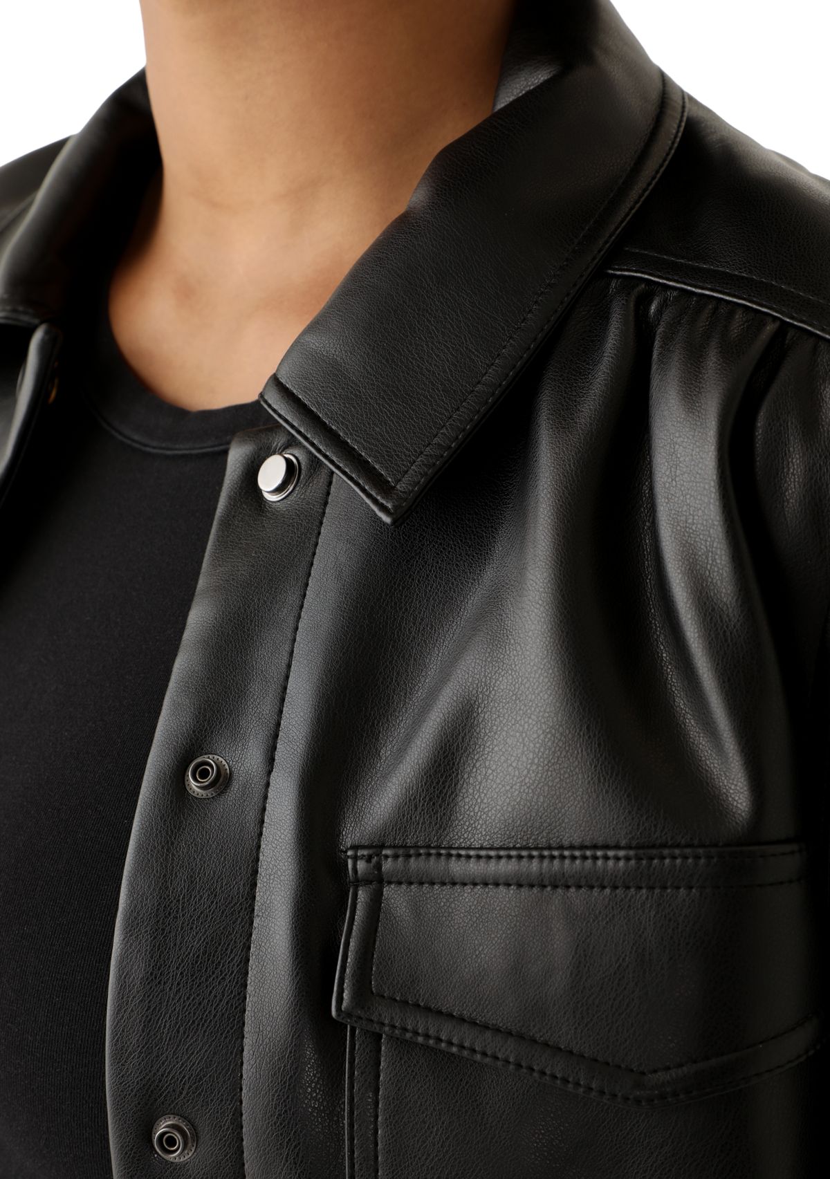 Womens Faux Leather Collard Jacket