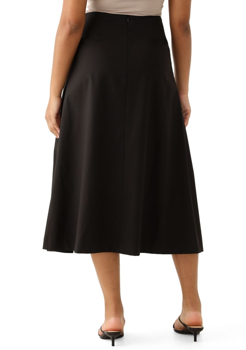 Womens Pleated Flared Midi Skirt