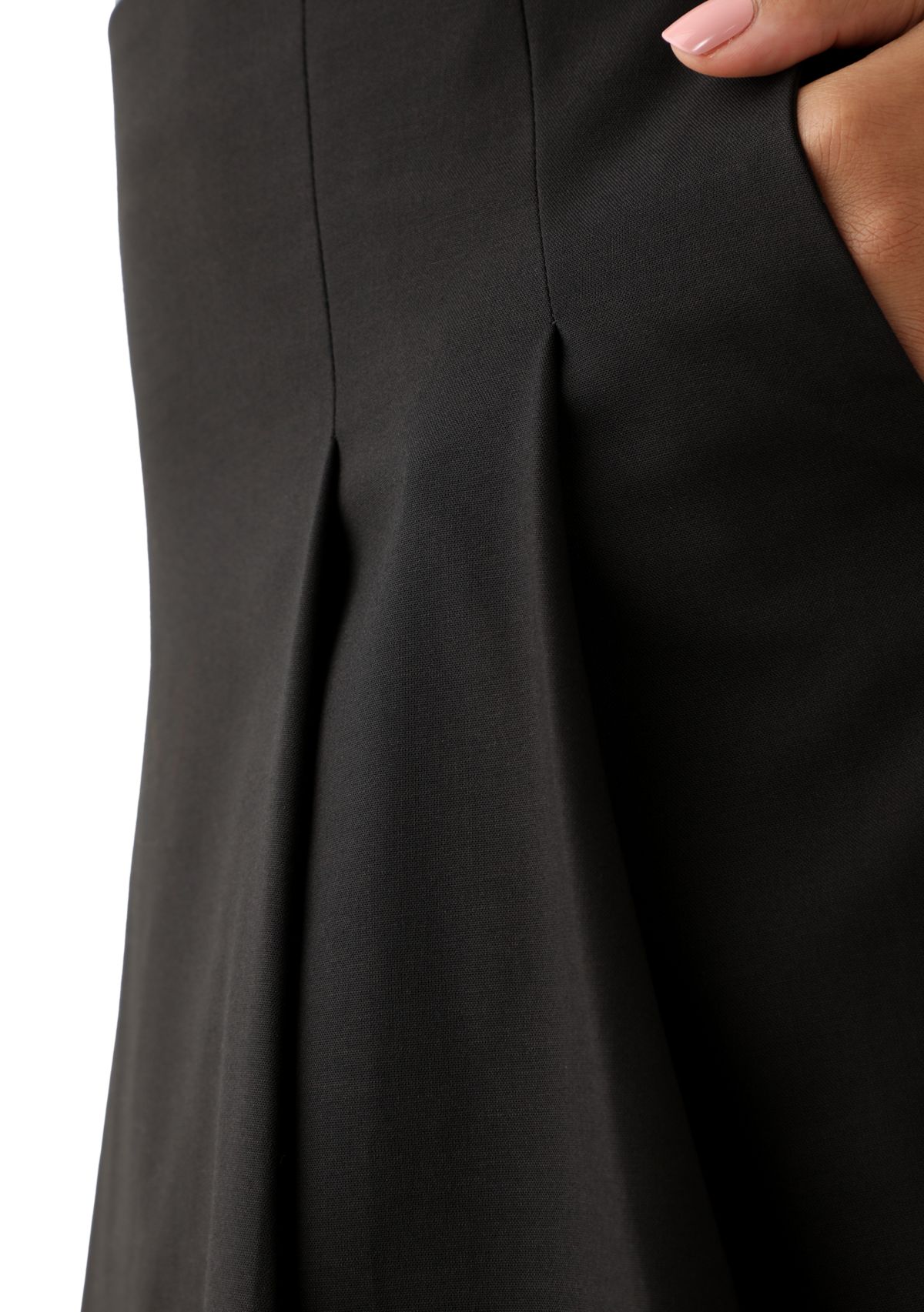 Womens Pleated Flared Midi Skirt