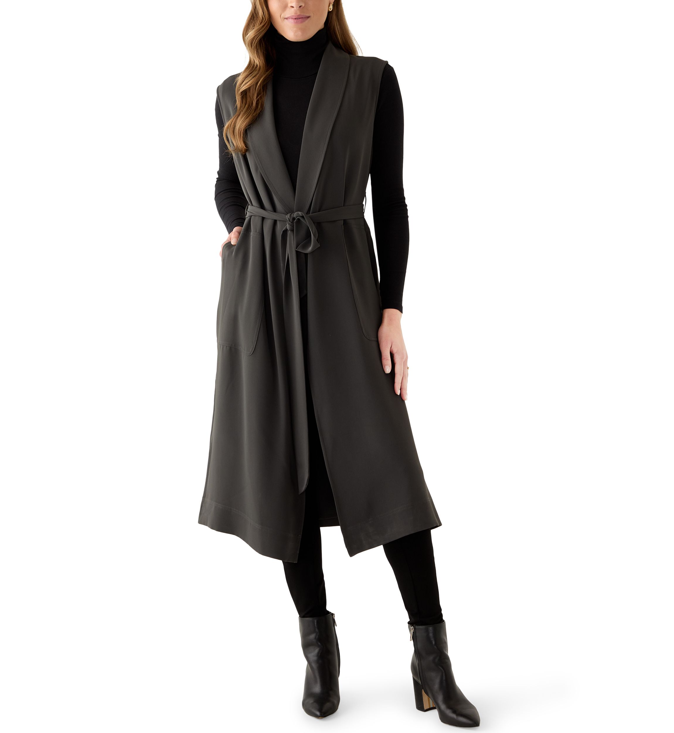 Jason Wu Women's Sleeveless Robe with Belt and Pork Chop Pockets