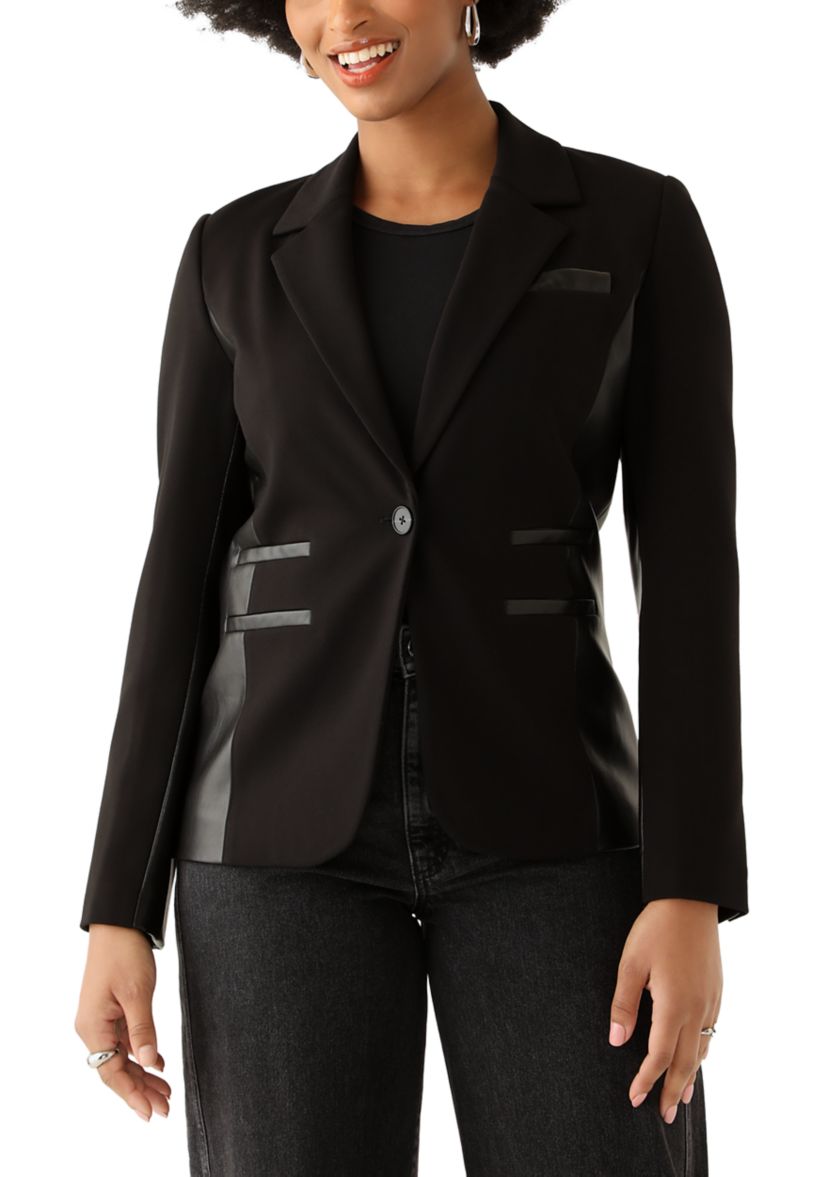 Womens Vegan Leather Ponte Blazer