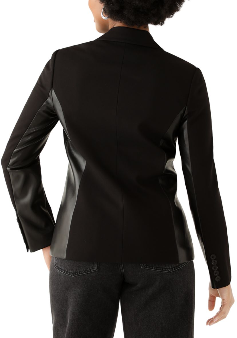 Womens Vegan Leather Ponte Blazer