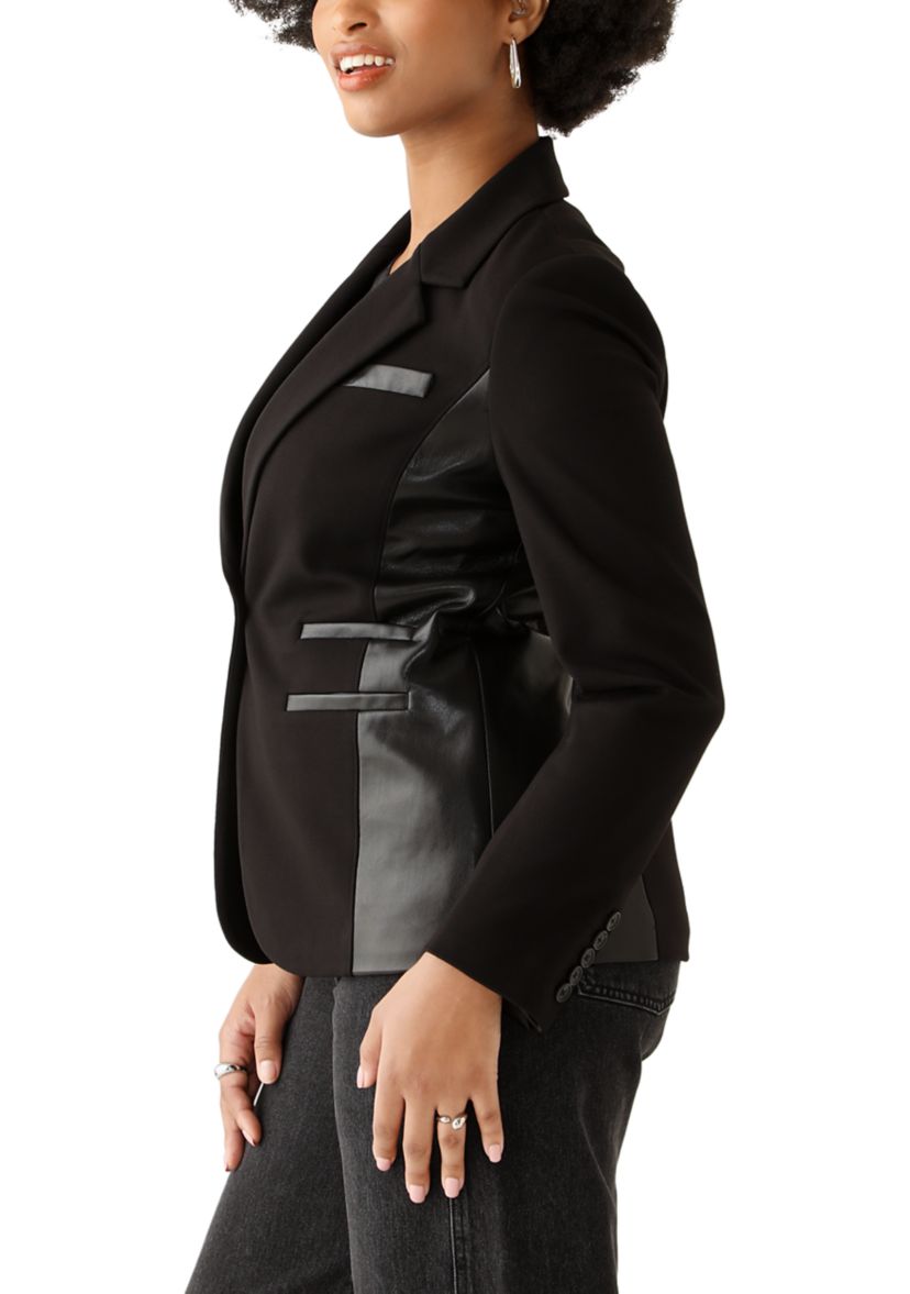 Womens Vegan Leather Ponte Blazer