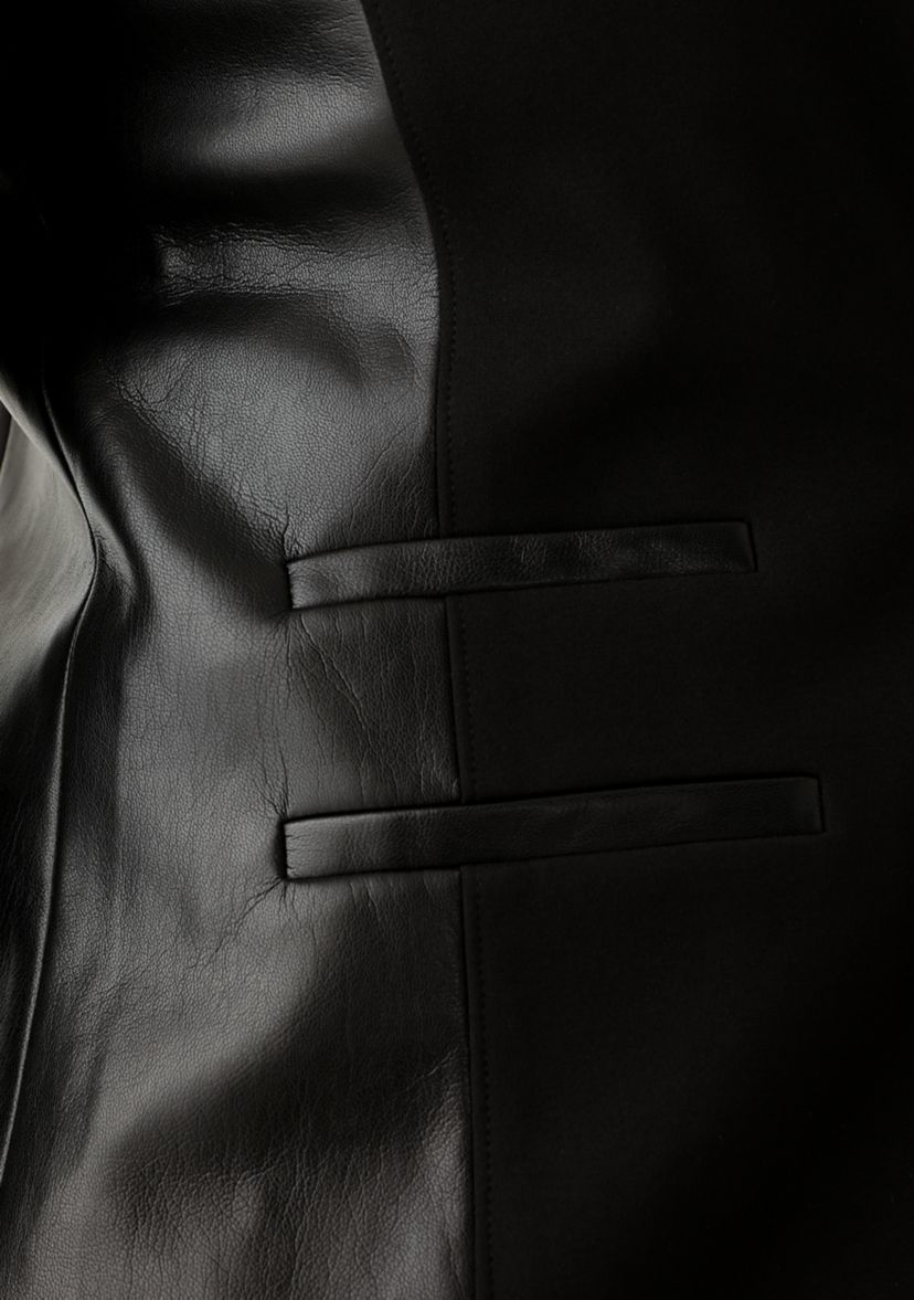 Womens Vegan Leather Ponte Blazer