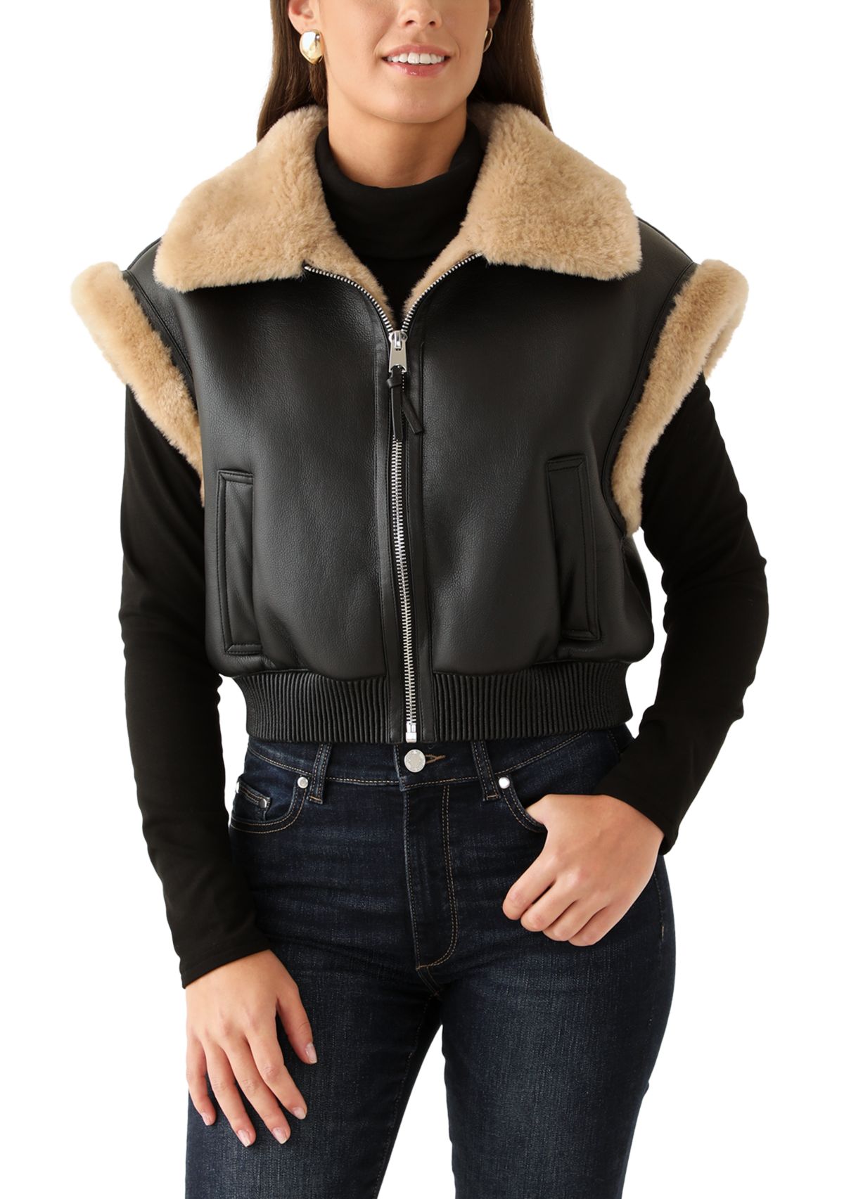 Womens Double Sided Zip Up Bomber Vest