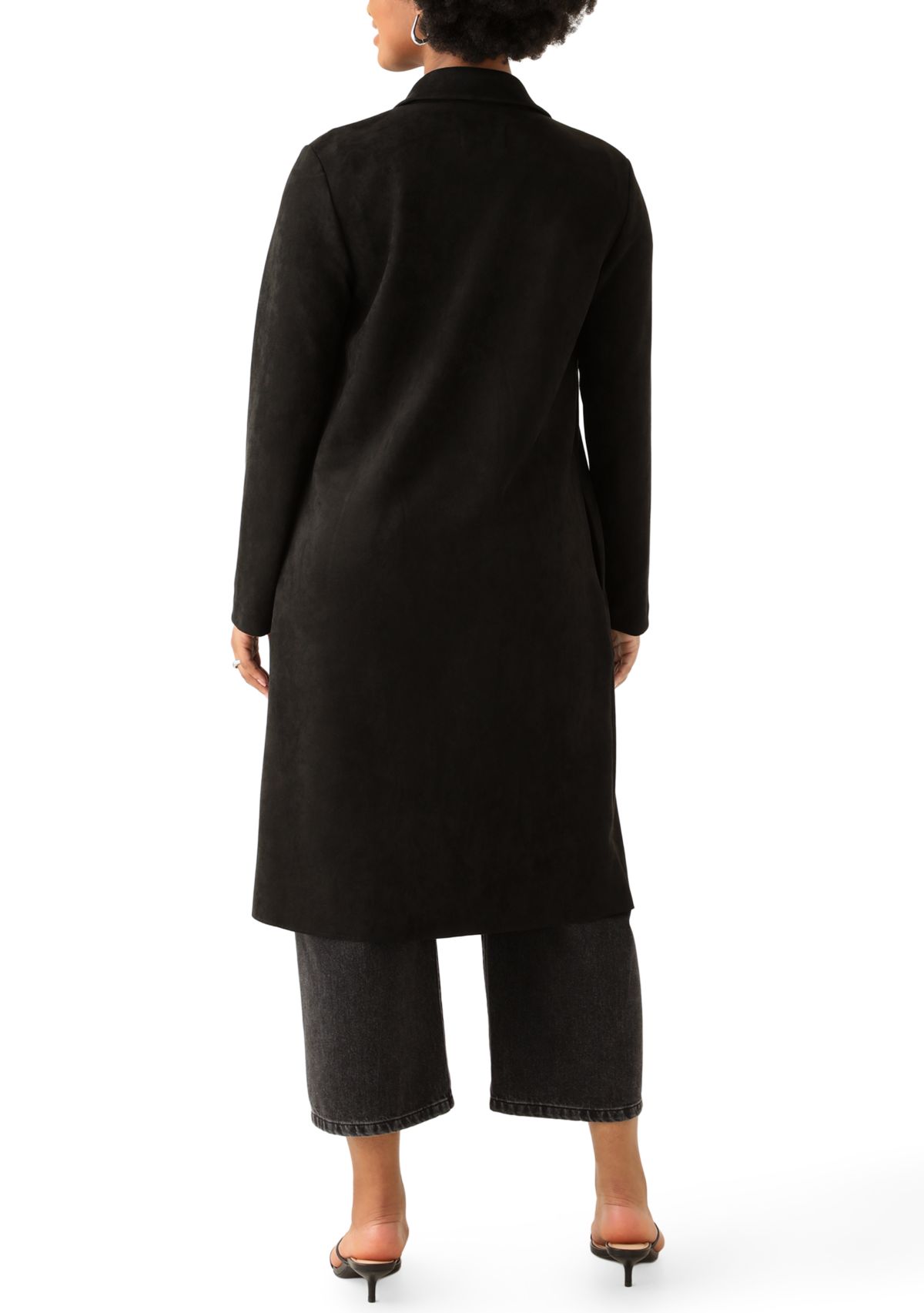 Womens Open Front Faux Suede Jacket