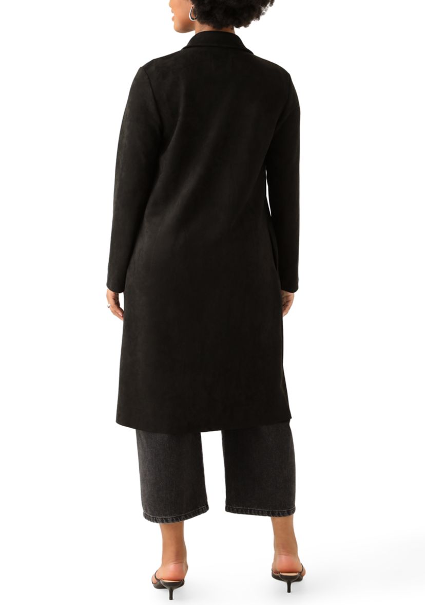 Womens Open Front Faux Suede Jacket