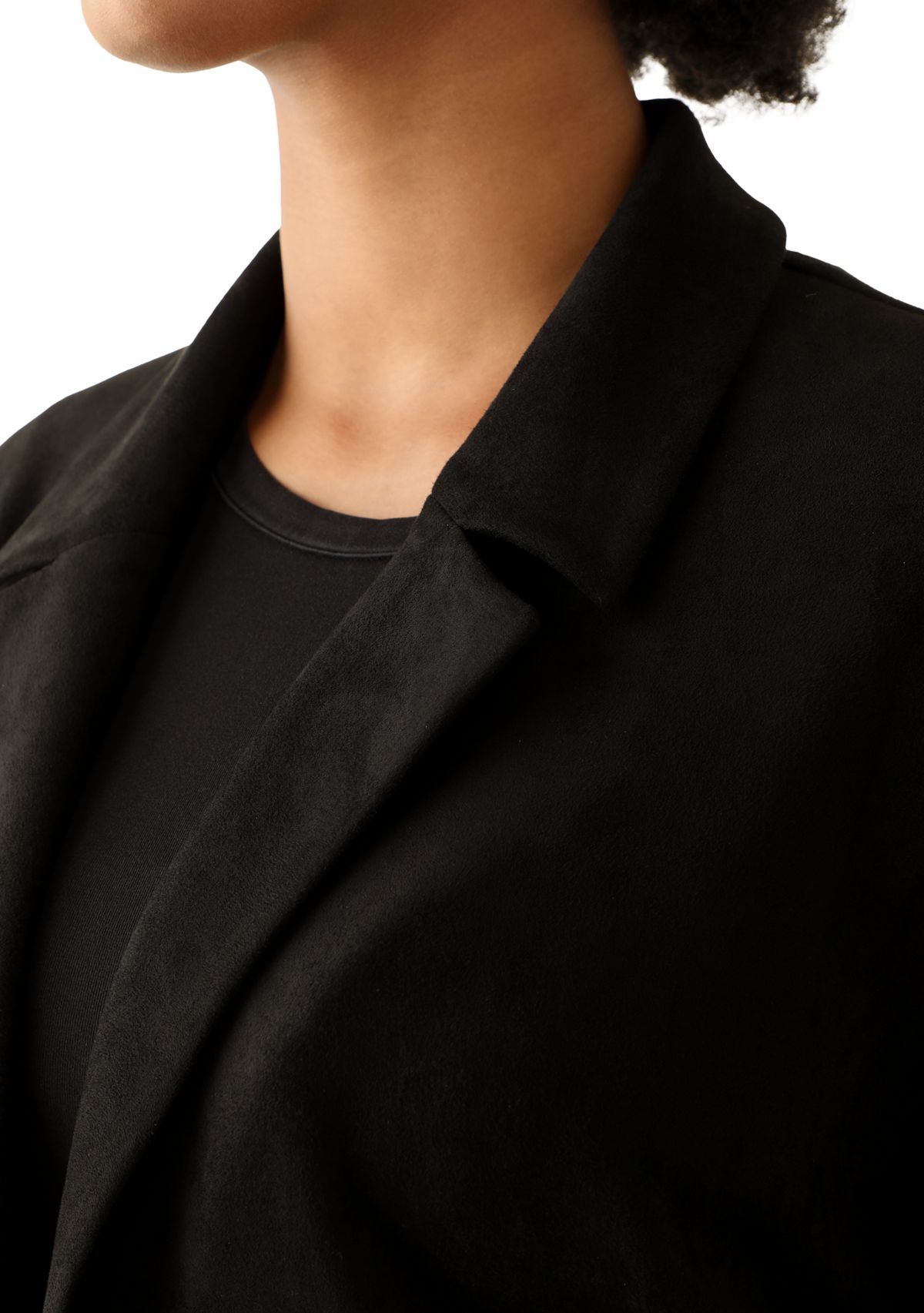 Womens Open Front Faux Suede Jacket