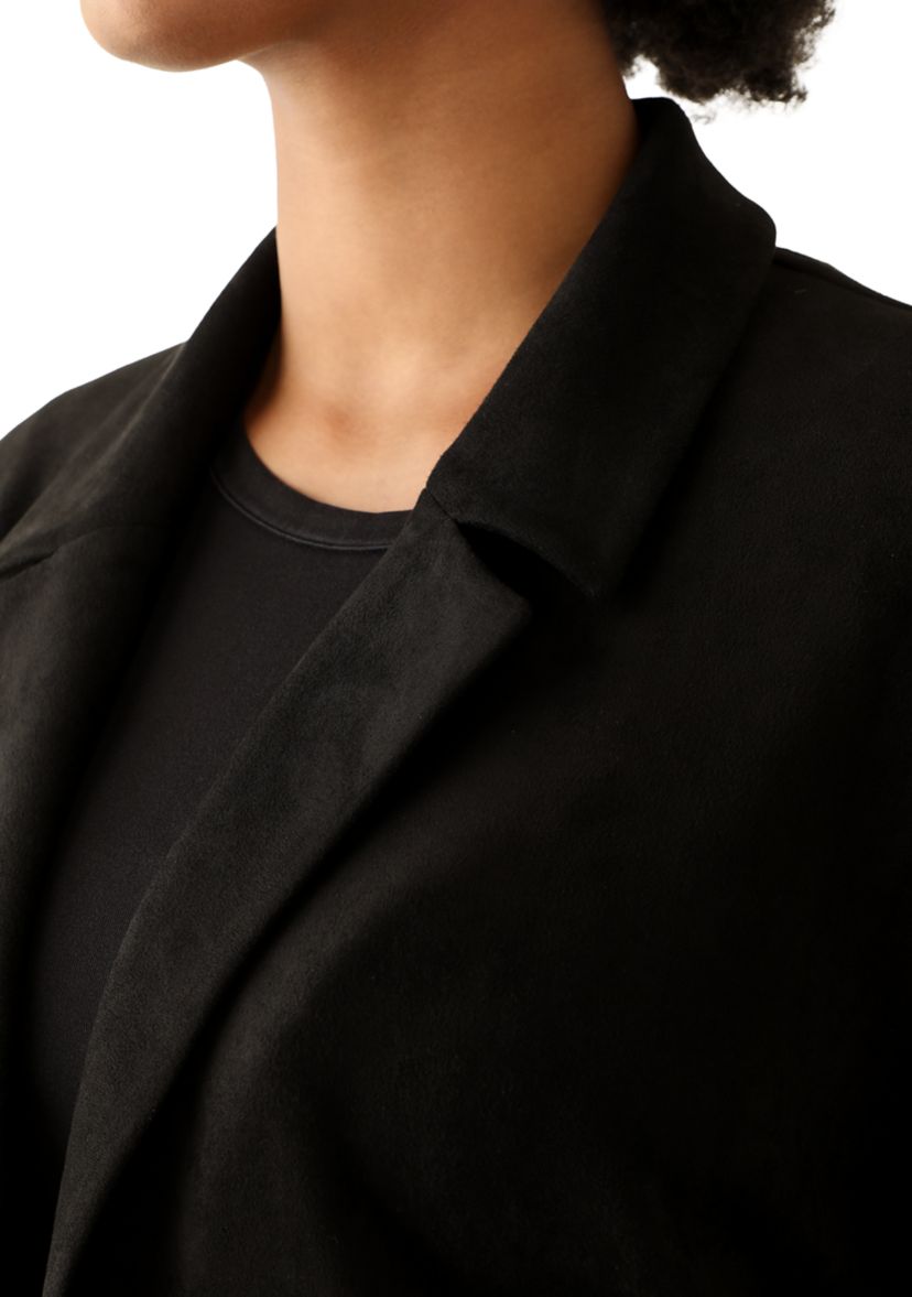 Womens Open Front Faux Suede Jacket