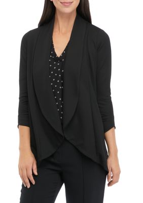 Women's 3/4 Sleeve Shawl Collar Crepe Jacket