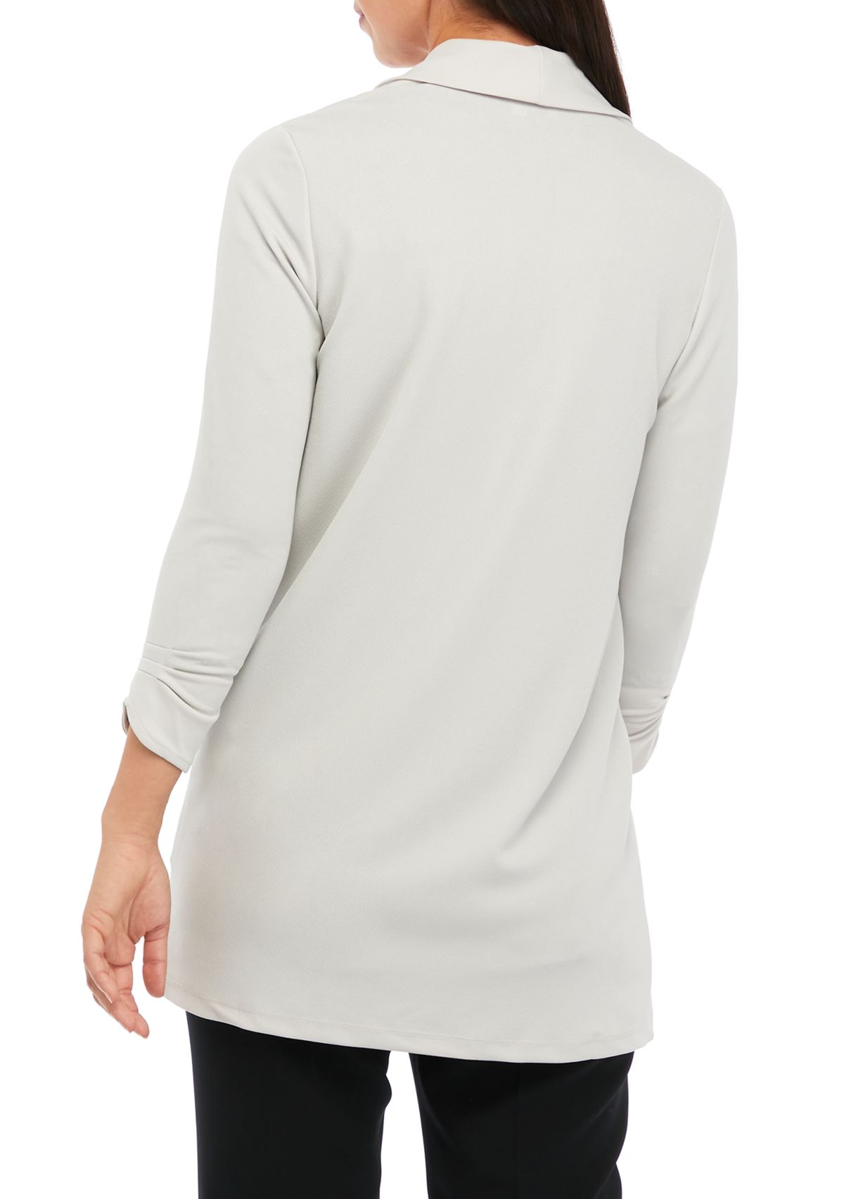 Womens 3/4 Sleeve Shawl Collar Crepe Jacket