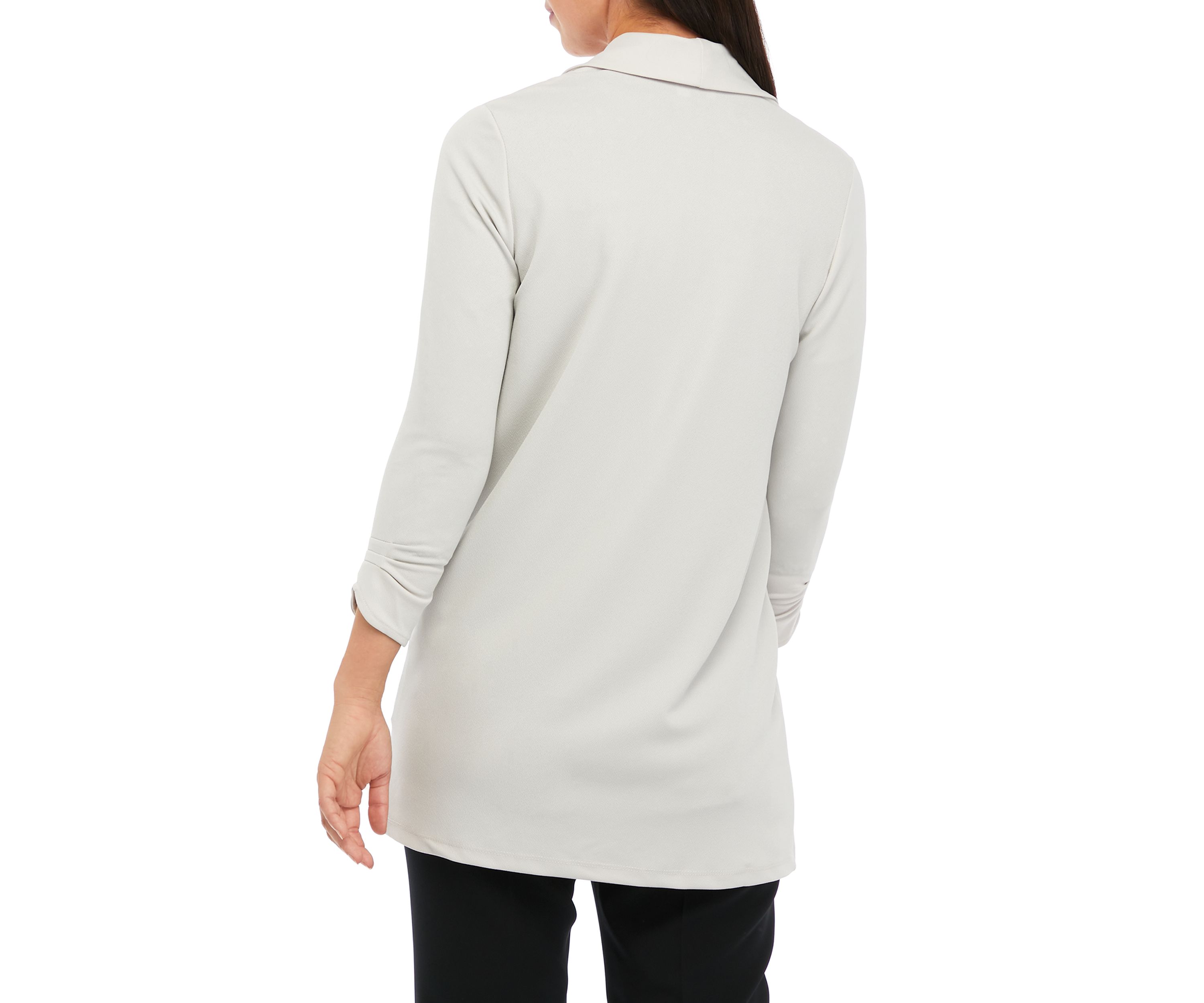 Womens 3/4 Sleeve Shawl Collar Crepe Jacket