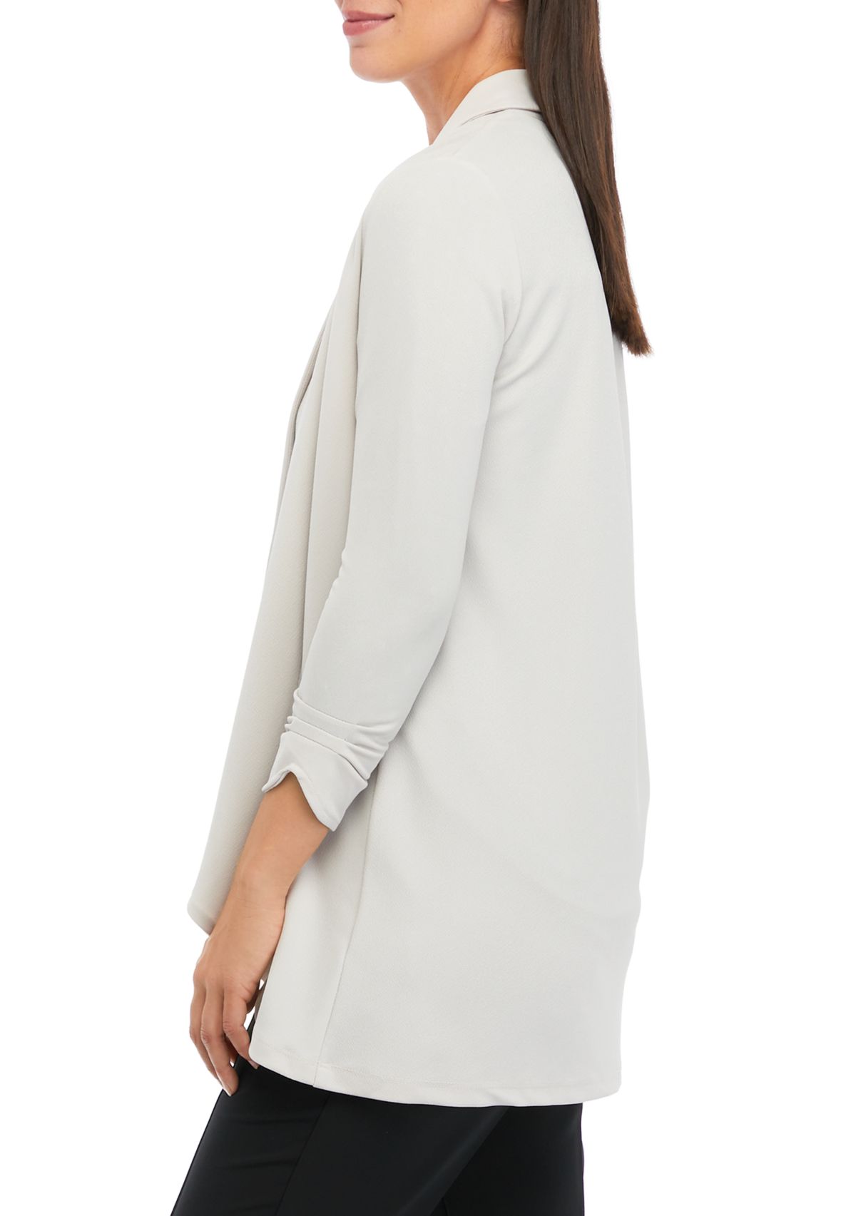 Womens 3/4 Sleeve Shawl Collar Crepe Jacket