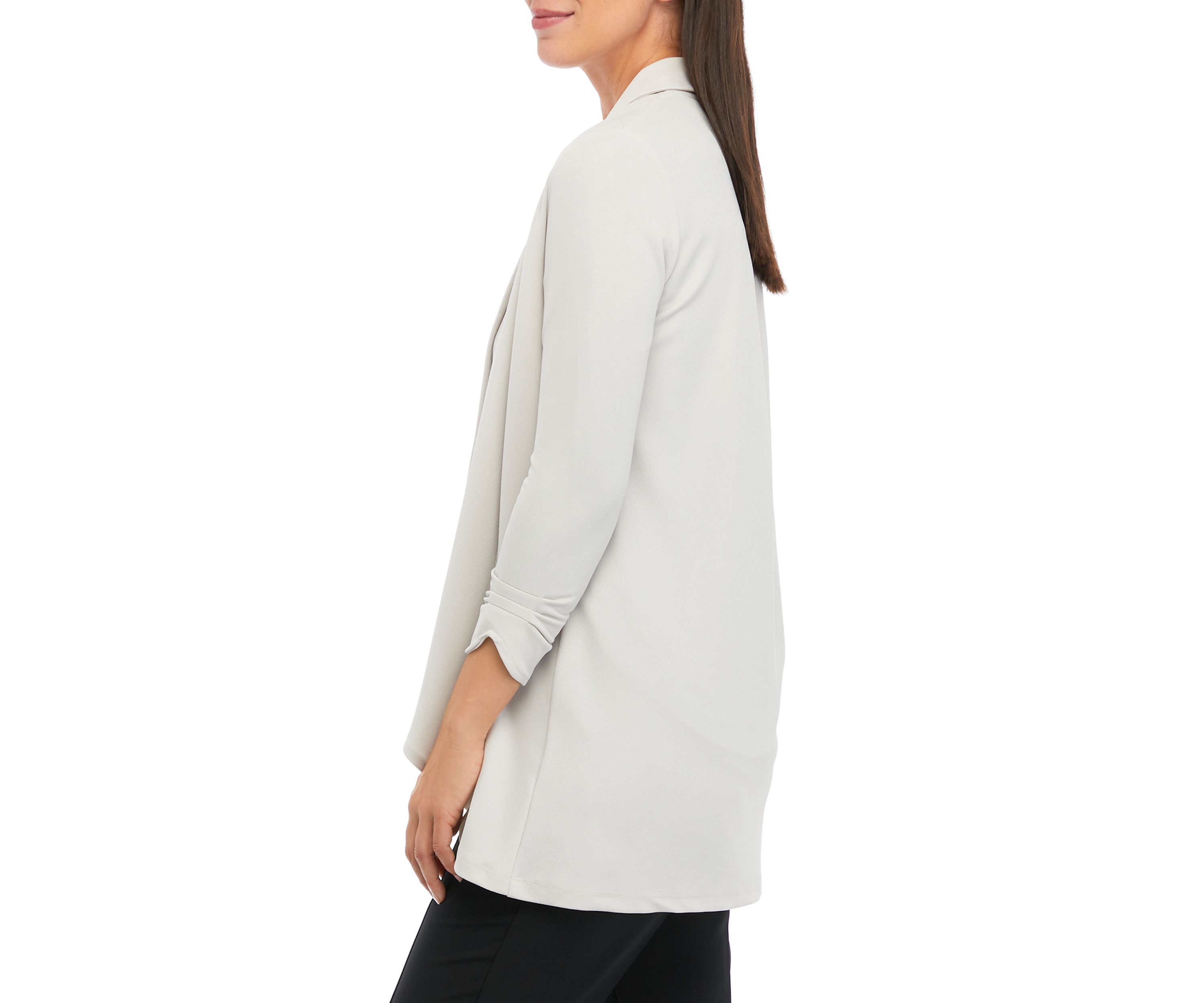 Womens 3/4 Sleeve Shawl Collar Crepe Jacket