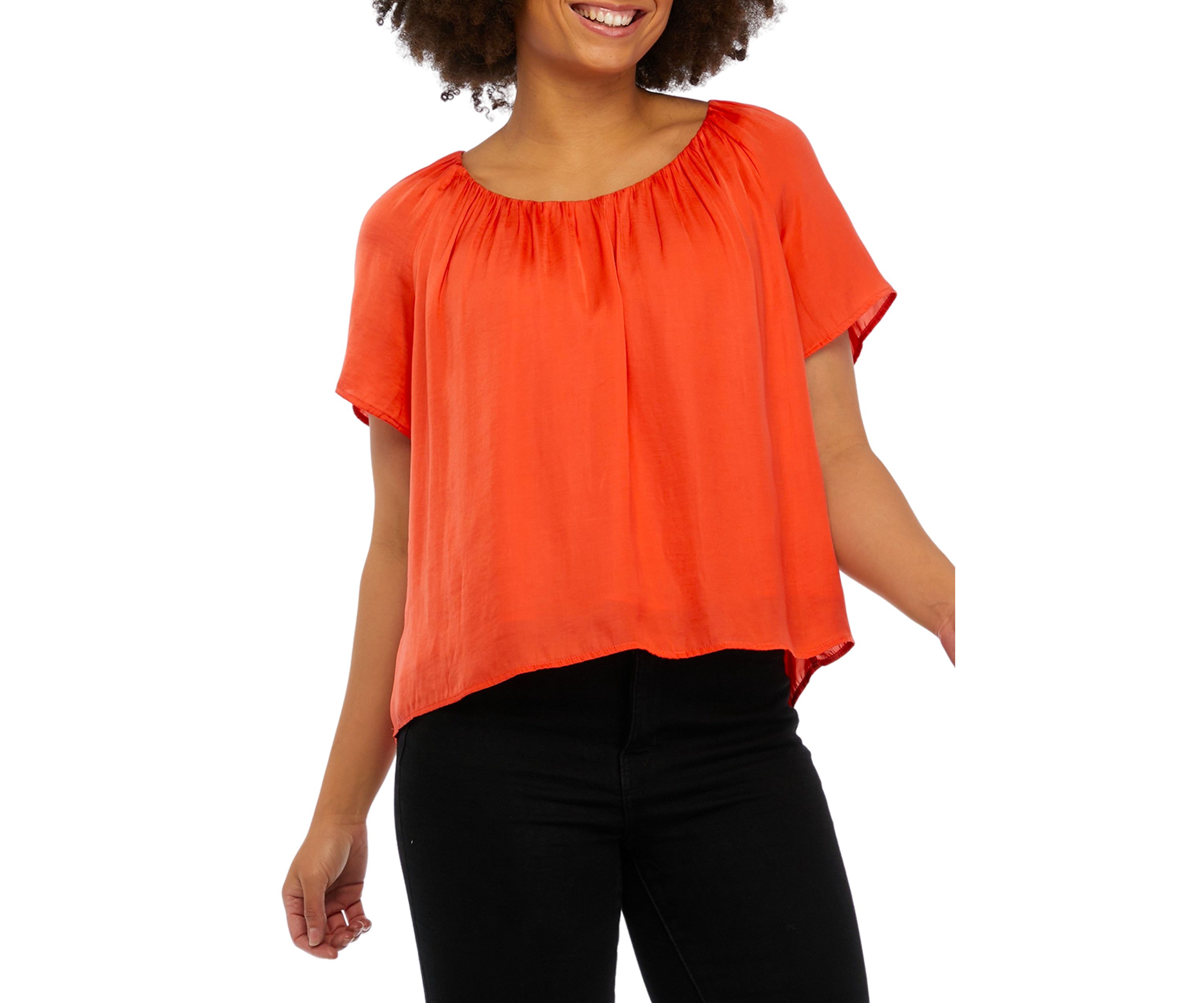 Womens Shirred Neck Blouse