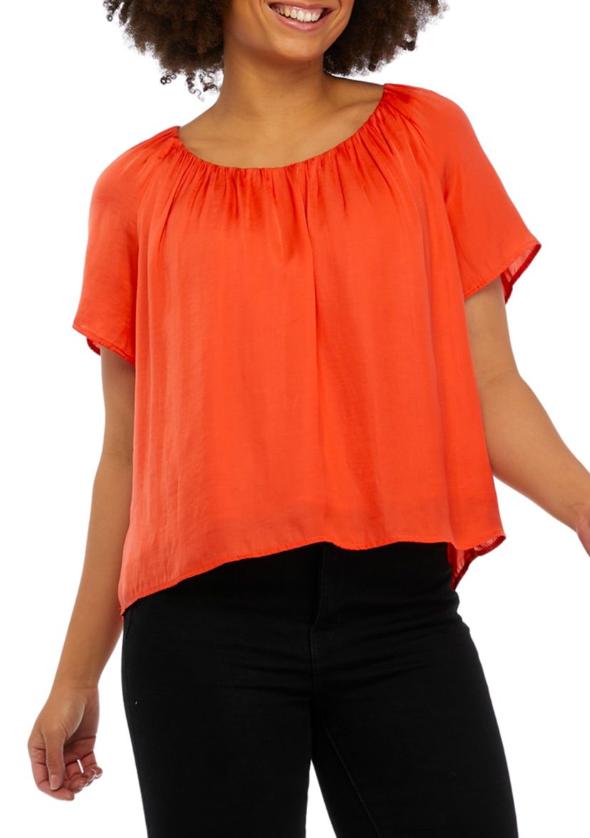 Womens Shirred Neck Blouse