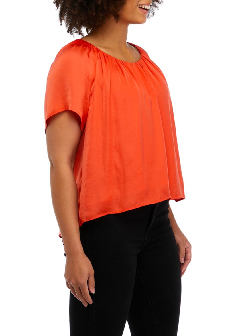 Womens Shirred Neck Blouse