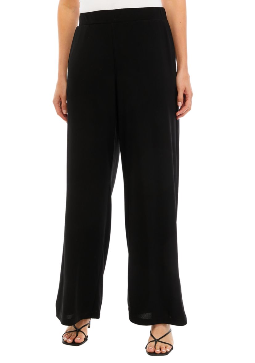 Womens Pull On Knit Crepe Pants
