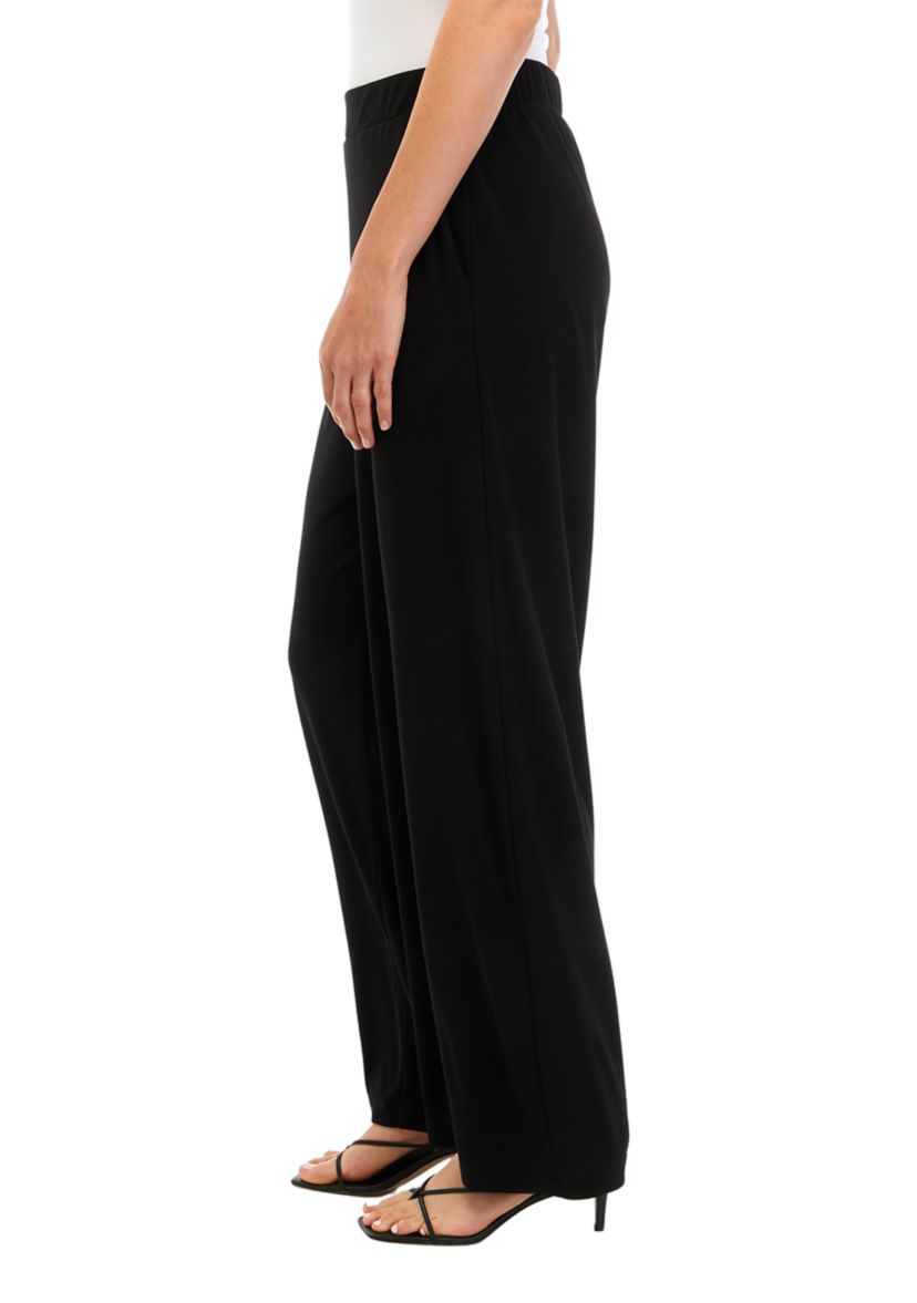 Womens Pull On Knit Crepe Pants