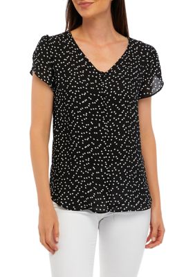 Women's Printed Blouse with Covered Buttons