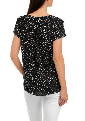 Women's Printed Blouse with Covered Buttons