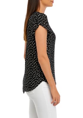 Women's Printed Blouse with Covered Buttons