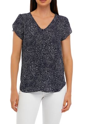 Women's Printed Blouse with Covered Buttons