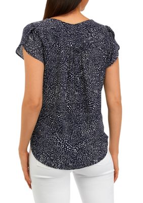 Women's Printed Blouse with Covered Buttons