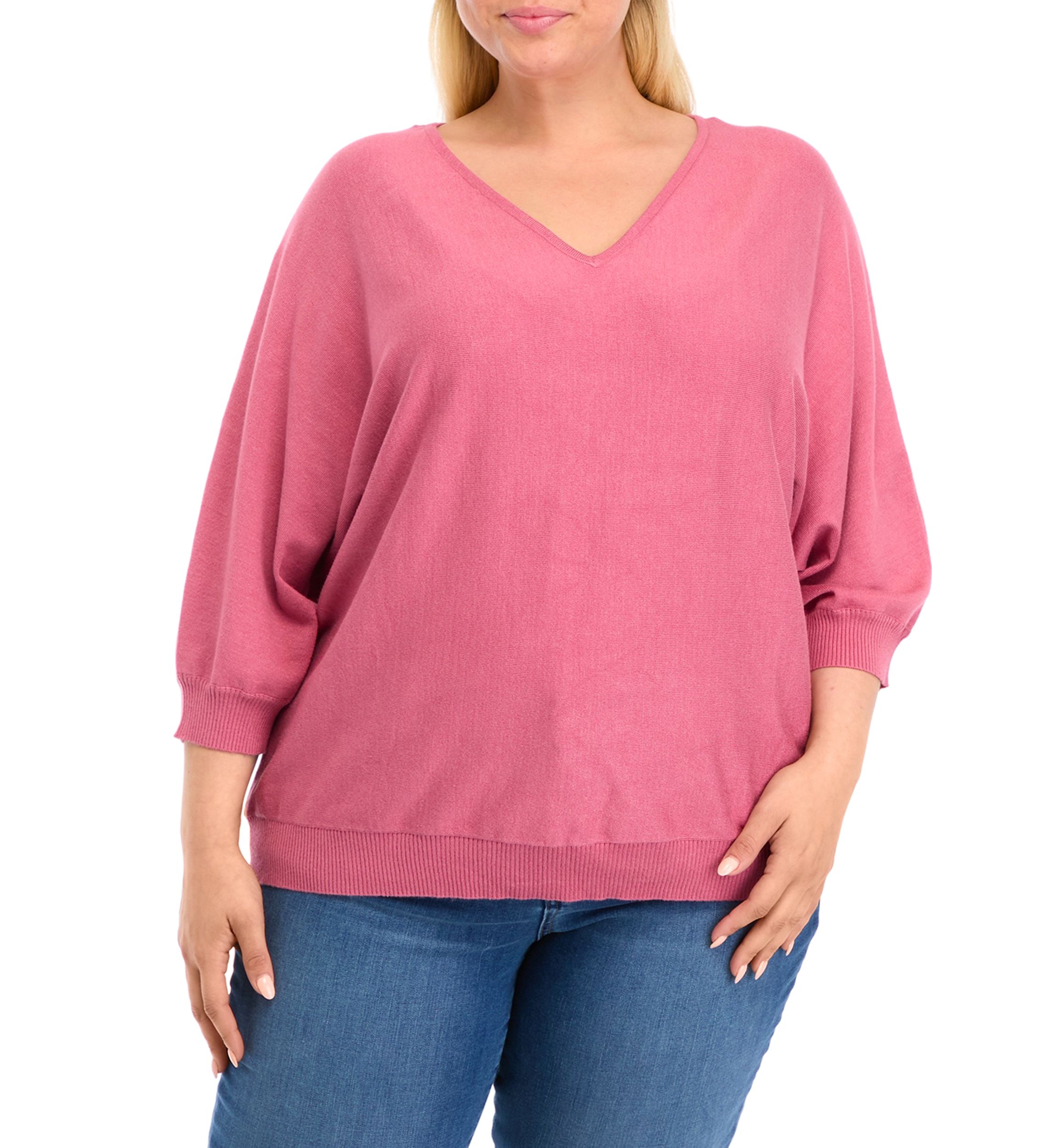 Plus Size Solid Elbow Sleeve Knit Sweater 