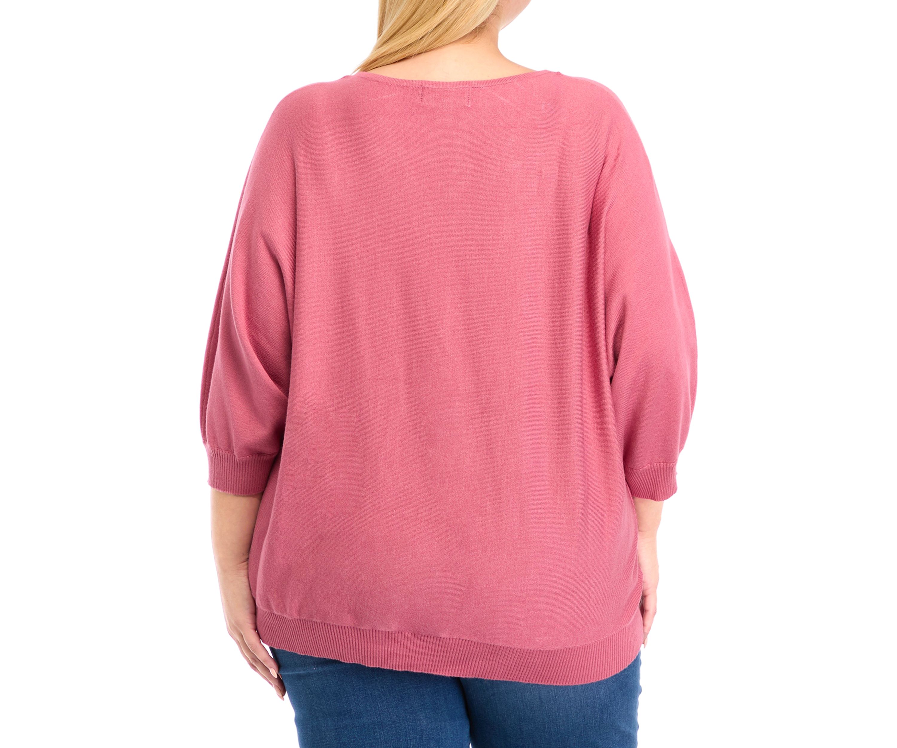 Plus Size Solid Elbow Sleeve Knit Sweater 