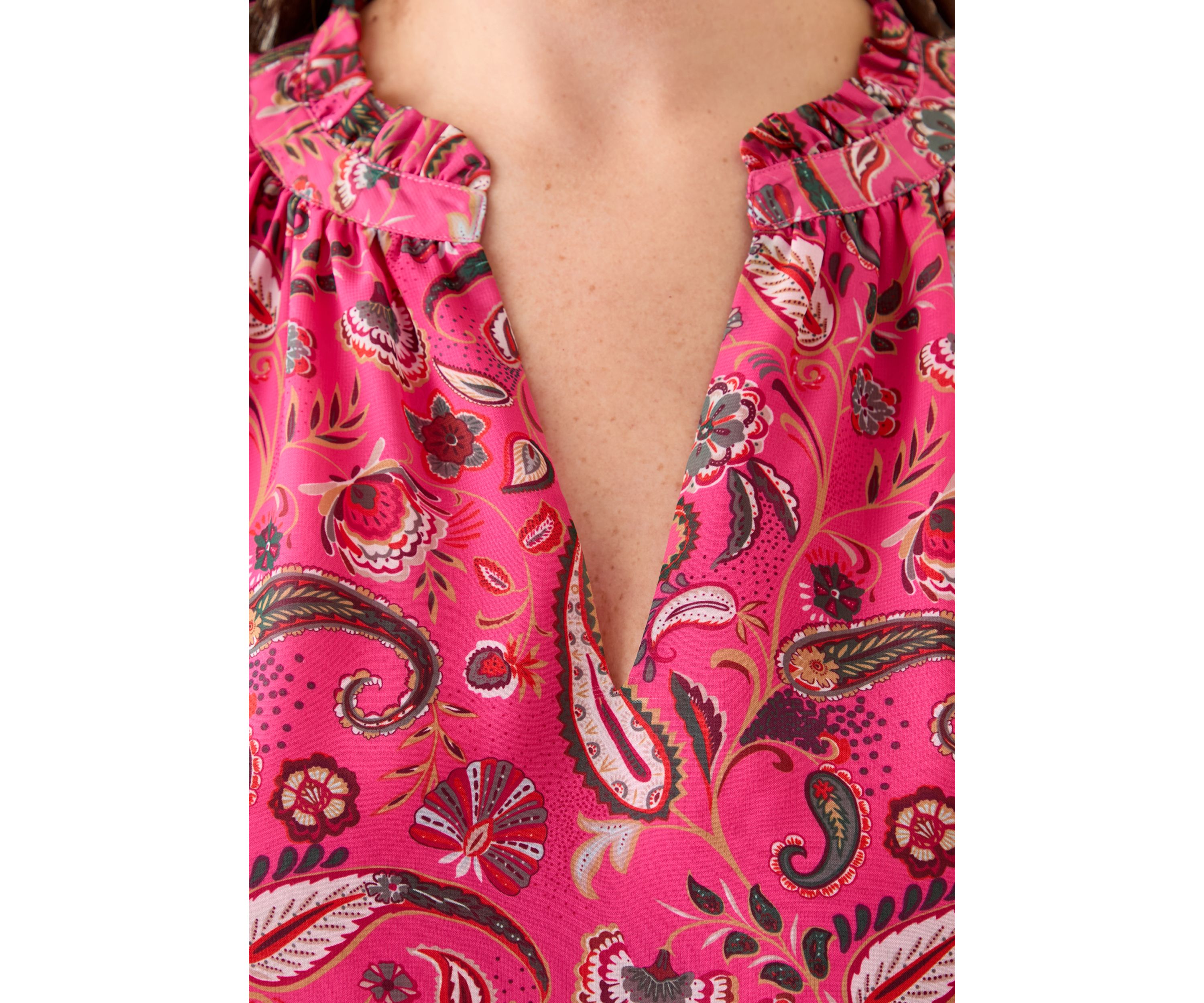 Plus Size Printed Raglan Sleeve Peasant Top