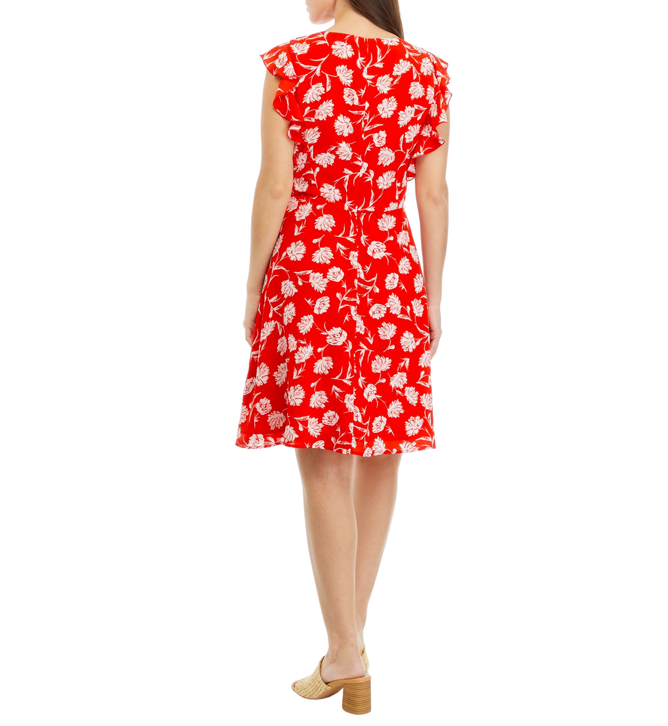 Petite Sleeveless V-Neck Dress with Ruffles 