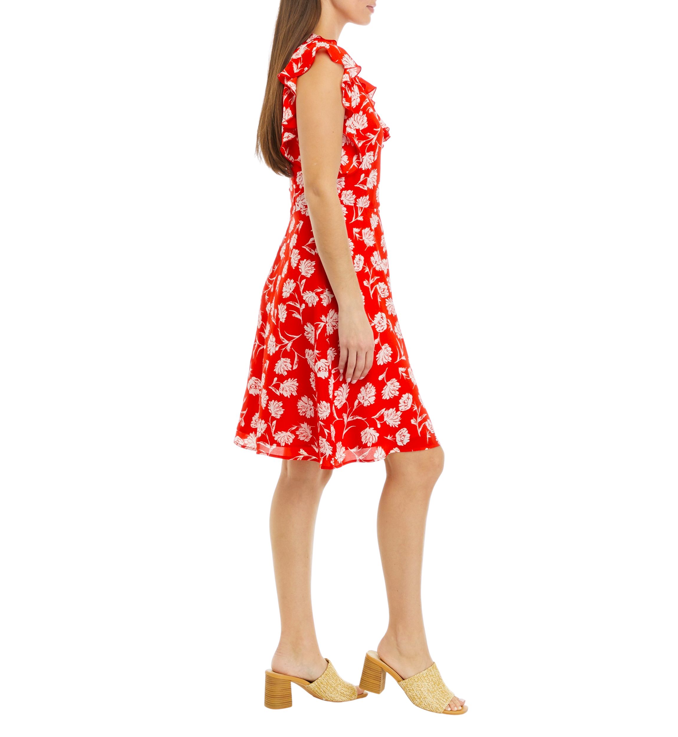 Petite Sleeveless V-Neck Dress with Ruffles 
