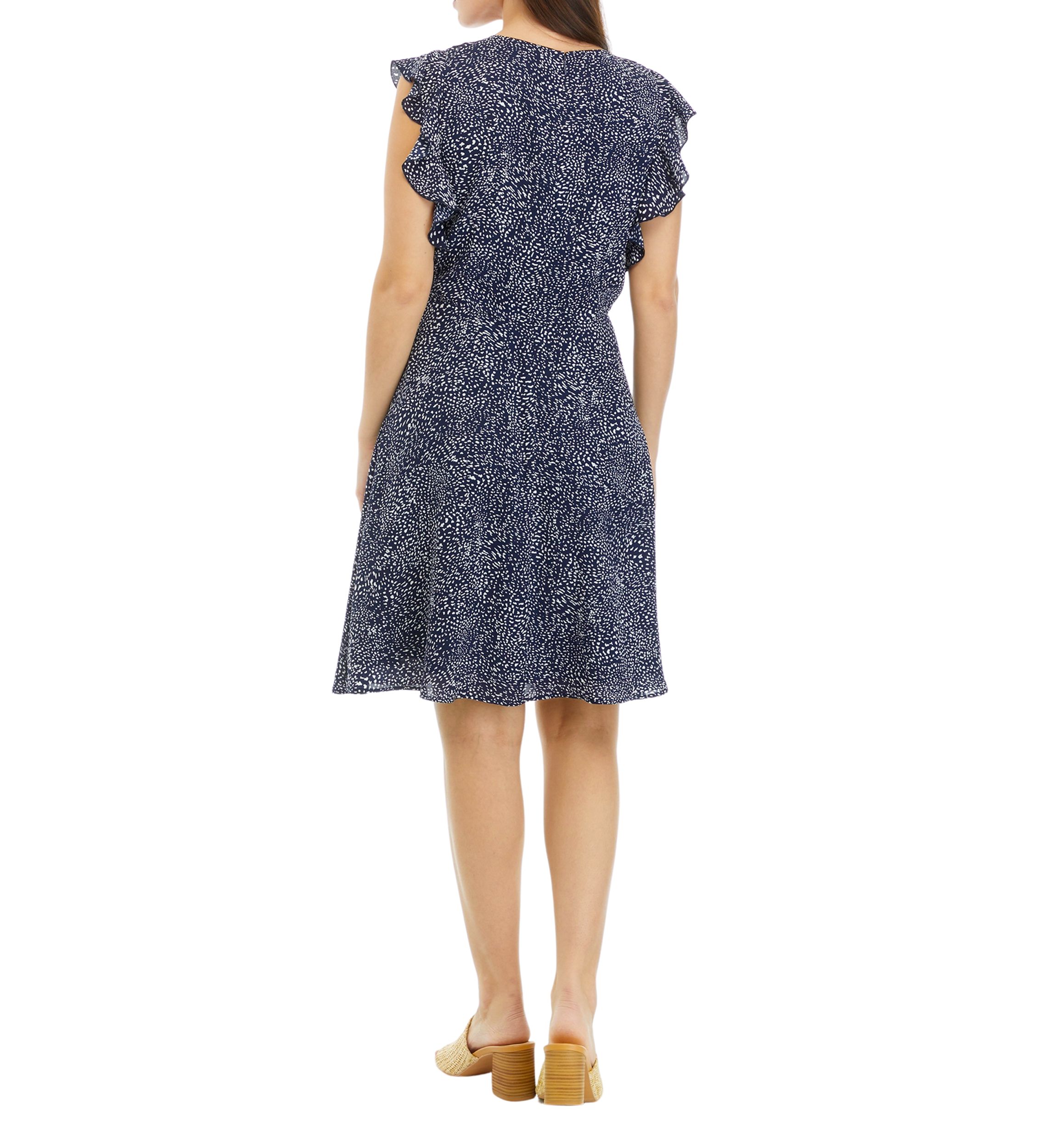 	  Petite Sleeveless V-Neck Dress with Ruffles 