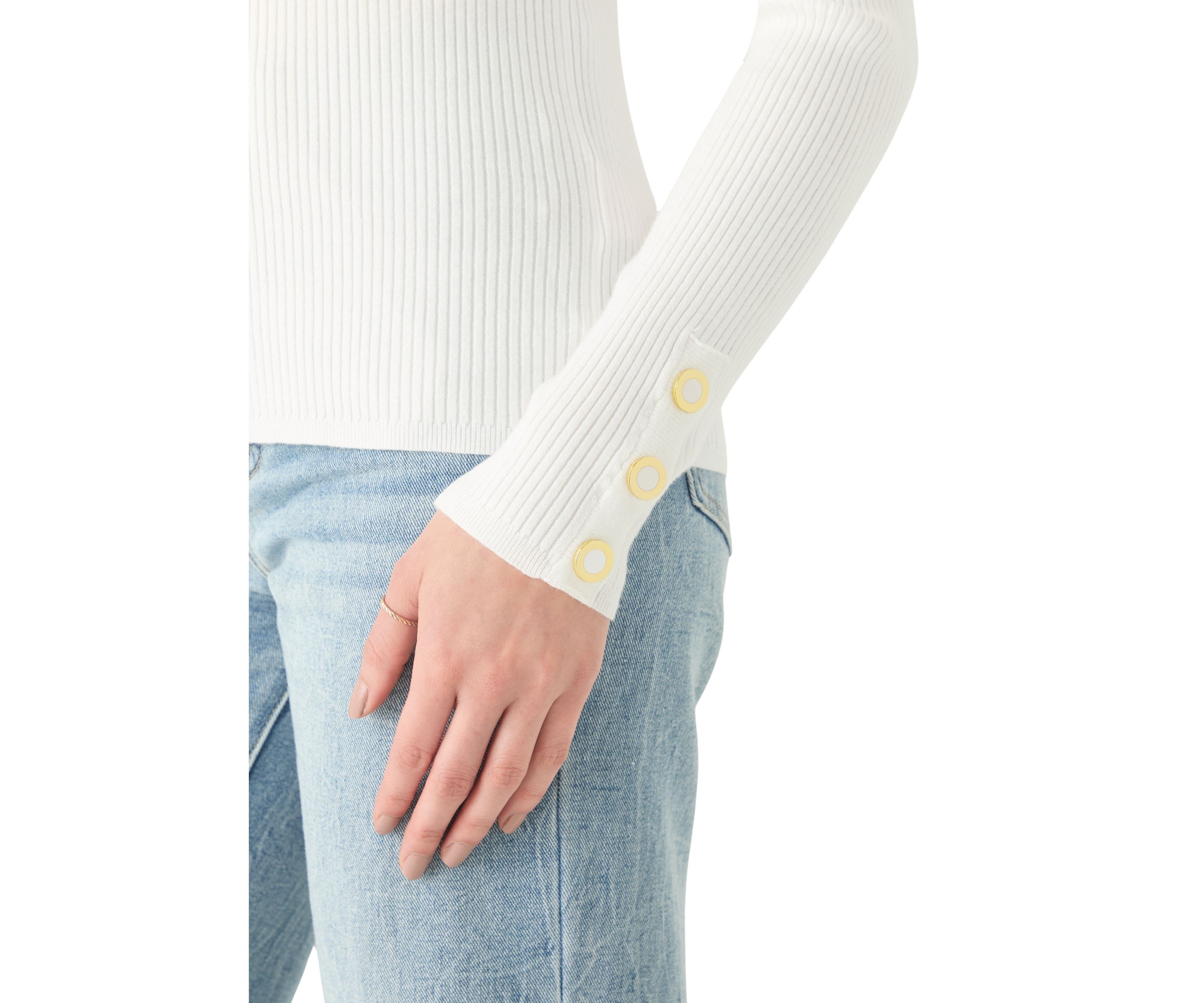 Womens V-Neck Sweater with Button Detail 