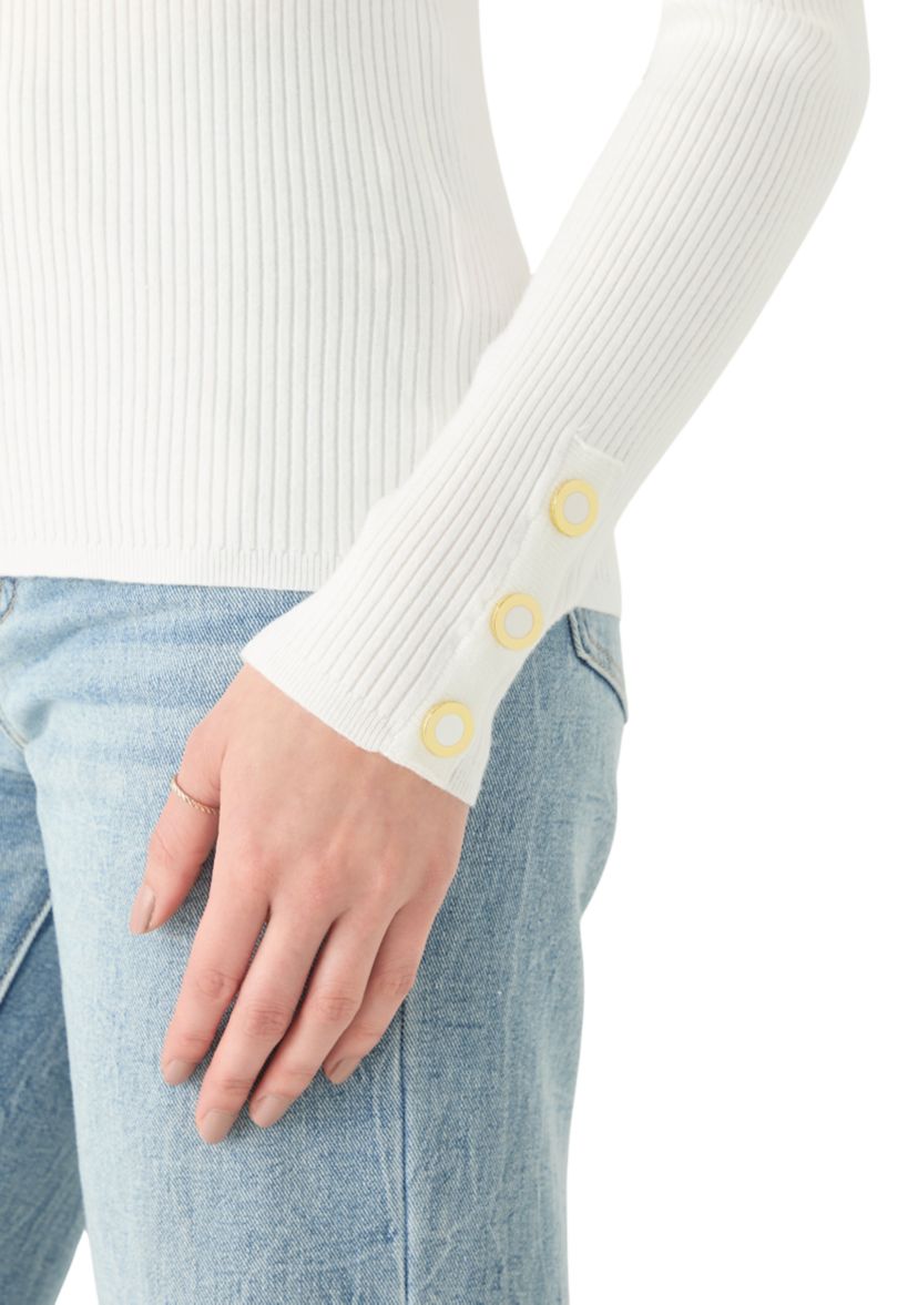 Womens V-Neck Sweater with Button Detail 
